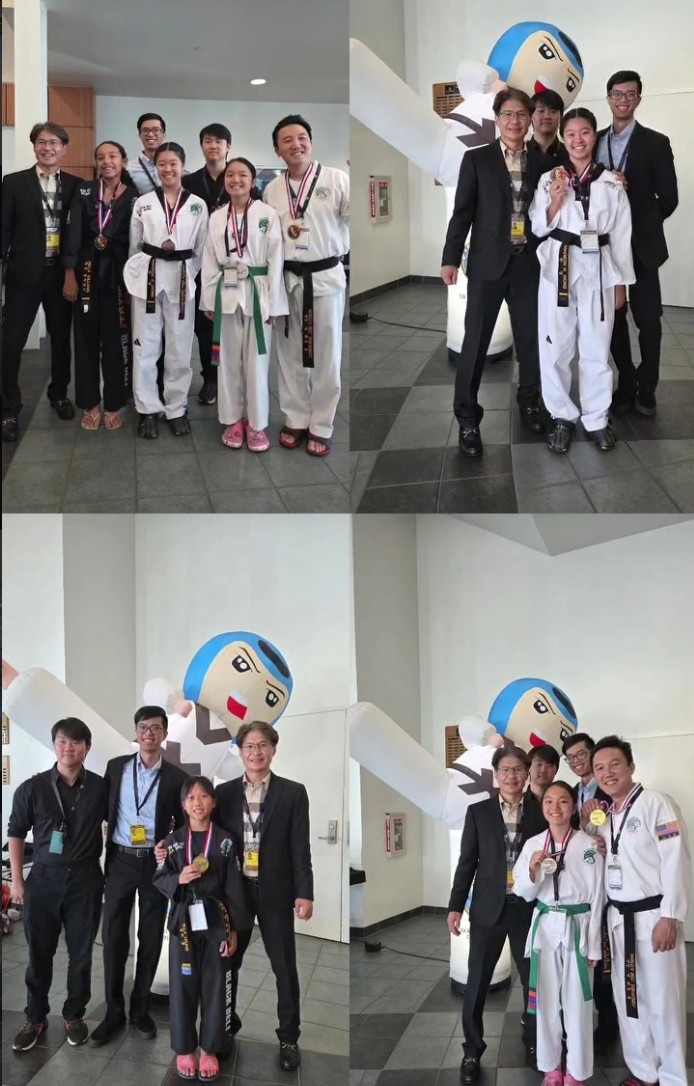 Students bowing in at the beginning of a Taekwondo class